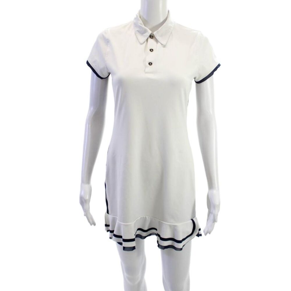 InPhorm Women Shirt Dress White Collared Button Short Sleeve Preppy Size S
